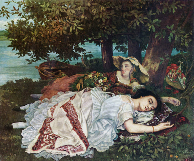 Gustave Courbet Ladies on the Seine Painting