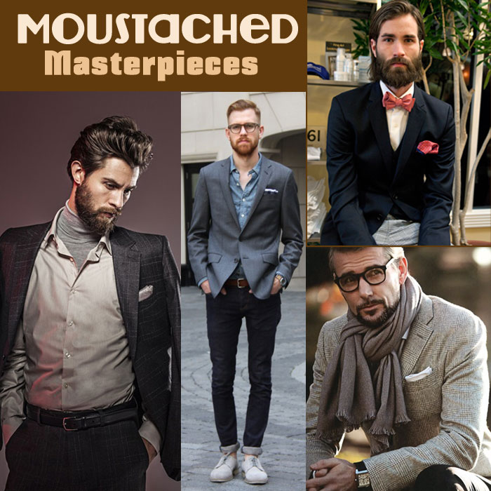 Men with moustache hipster trend