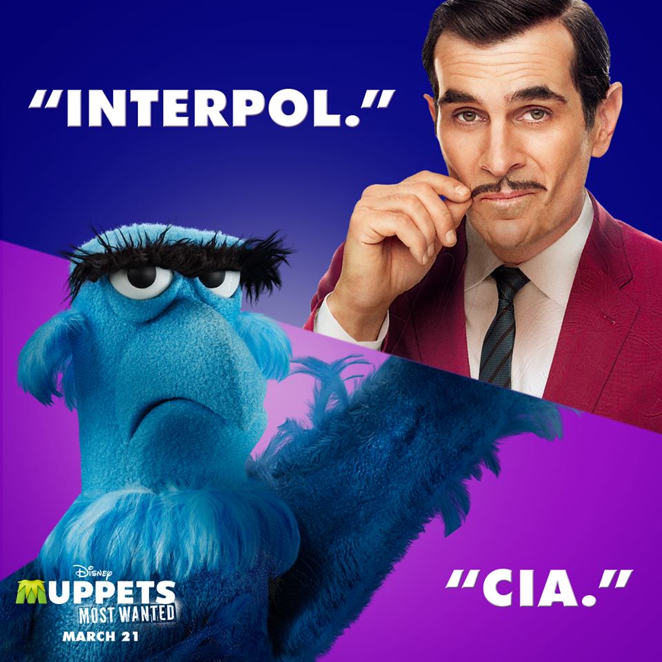 Sam Eagle and Ty Burrell in Muppets Most Wanted