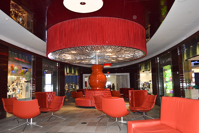 Red room sitting aread Revel Hotel AC, NJ