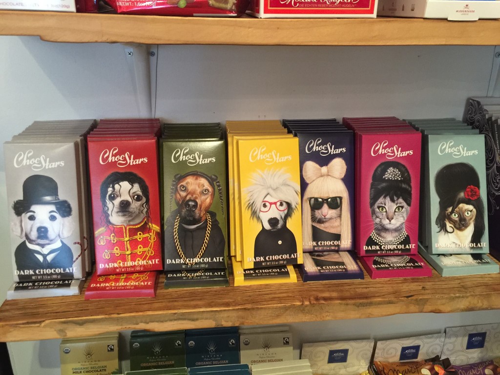 chocolate bars with cats and dogs as celebrity