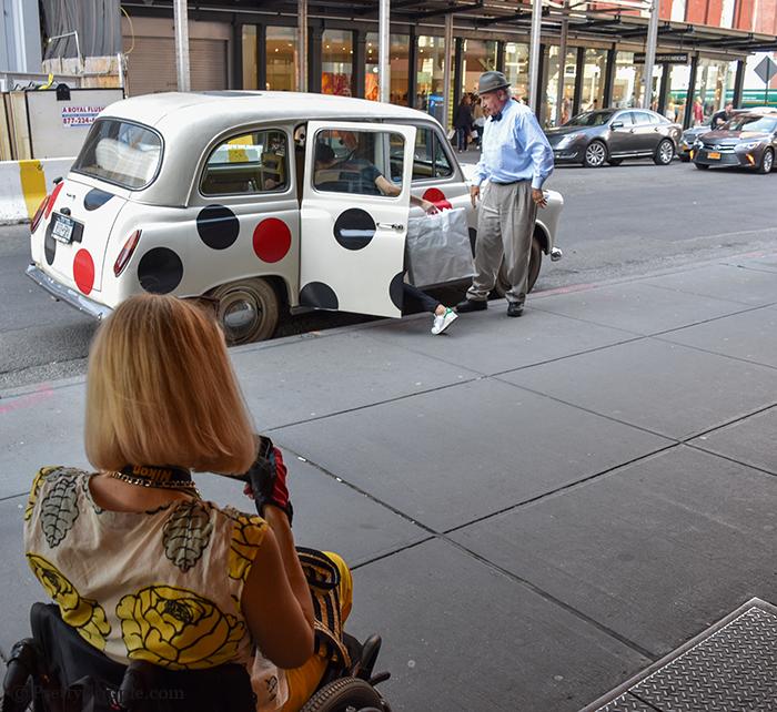 Car with polka dots in front of Scoop NYC, Meatpacking district