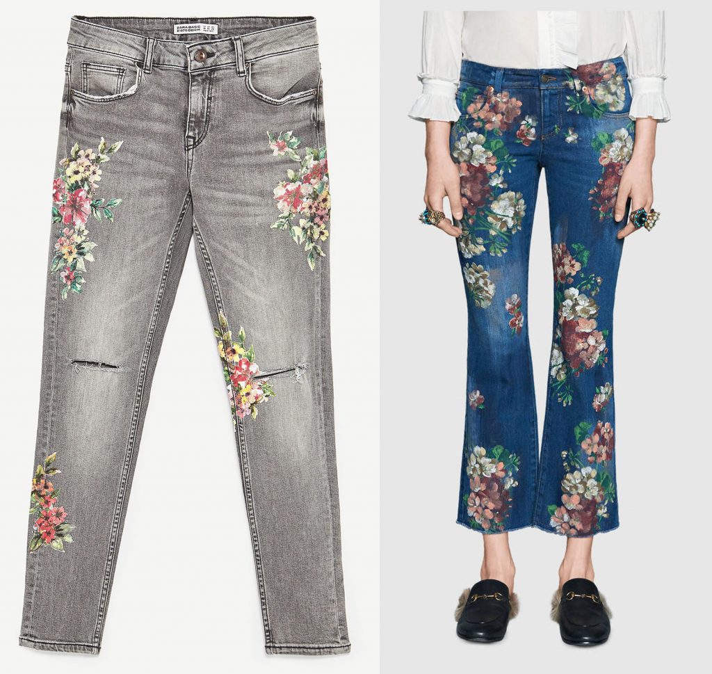 Zara and Gucci hand painted jeans
