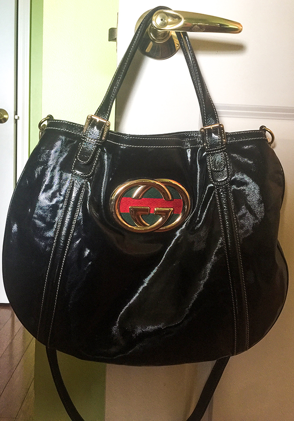 1990s patent leather gucci tote bag