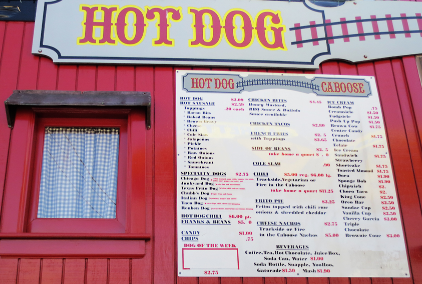 Hot Dog Caboose Menu