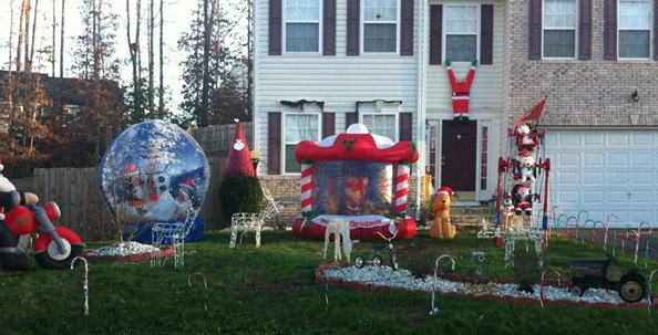 Ugly Christmas suburban lawn ornaments