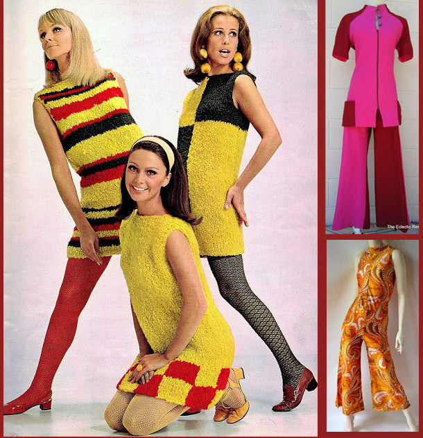1960s mod skirts and paisley jumpsuit