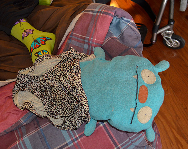 Ugly doll wearing leopard granny panties