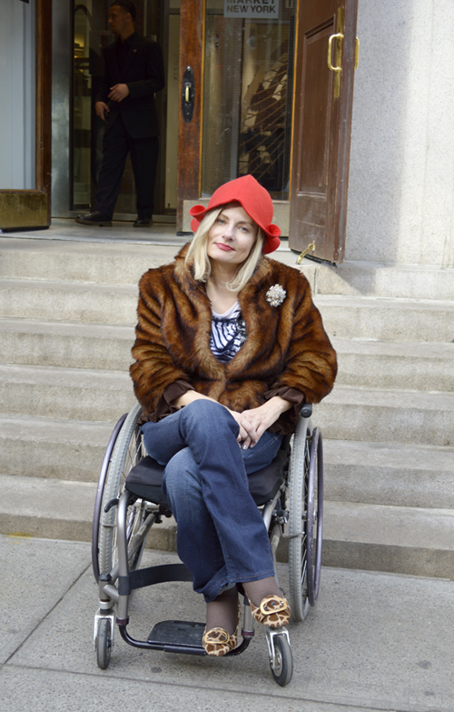 Wheelchair streetstyle in front of Dover St Market NY