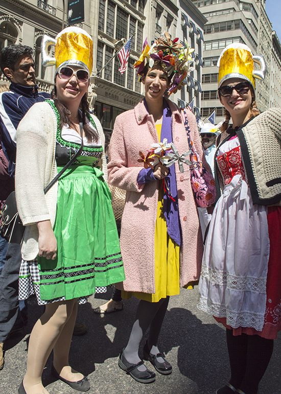 beer heads - beer costume hats at the nyc easter hat parade 2014