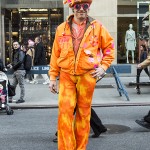 Orange dressed man at easter hat parade nyc