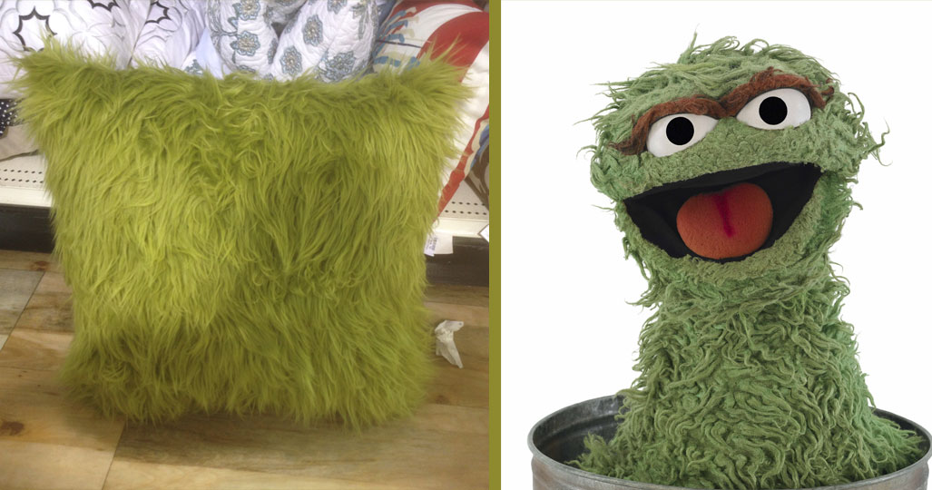 A pillow Oscar the Grouch would love at HomeGoods