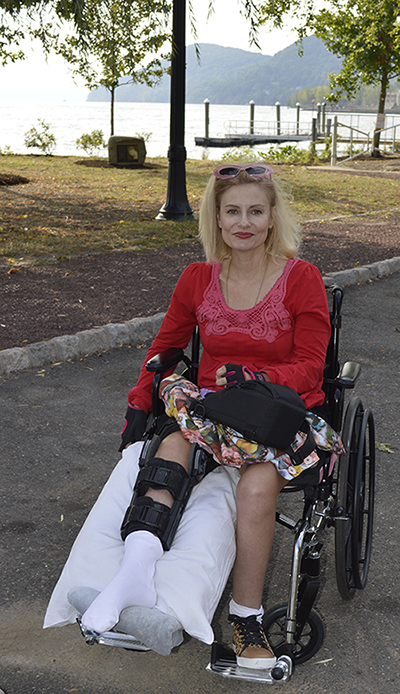 Wheelchair disabled blogger at Emeline Park Village of Haverstraw, NY
