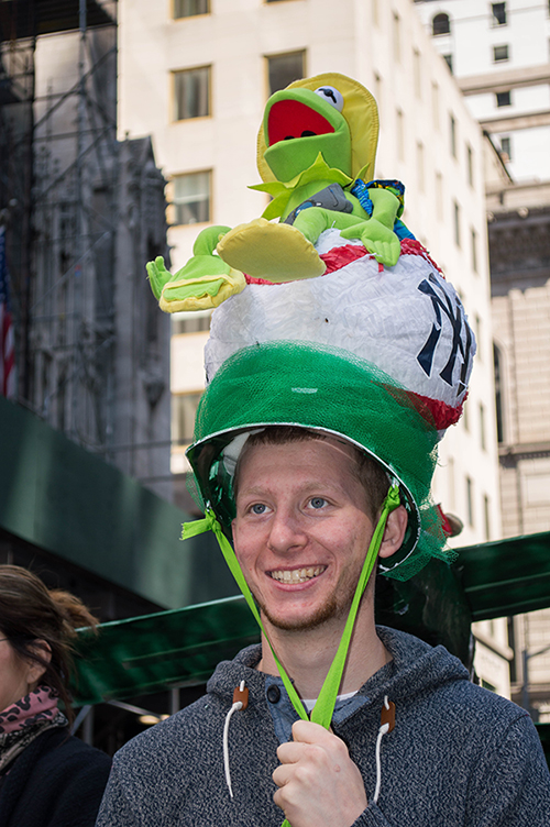 Kermit hat at the Easter Hat Parade NYC