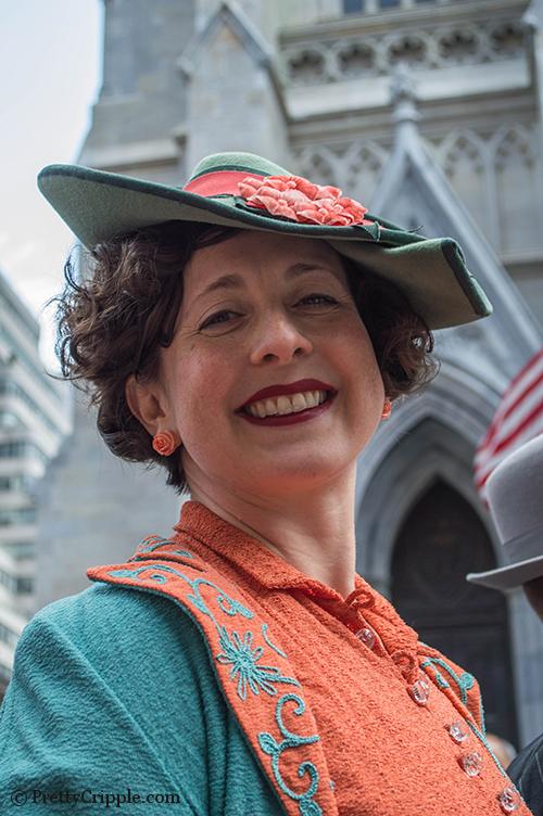 Vintage dressed woman at nyc hat parade