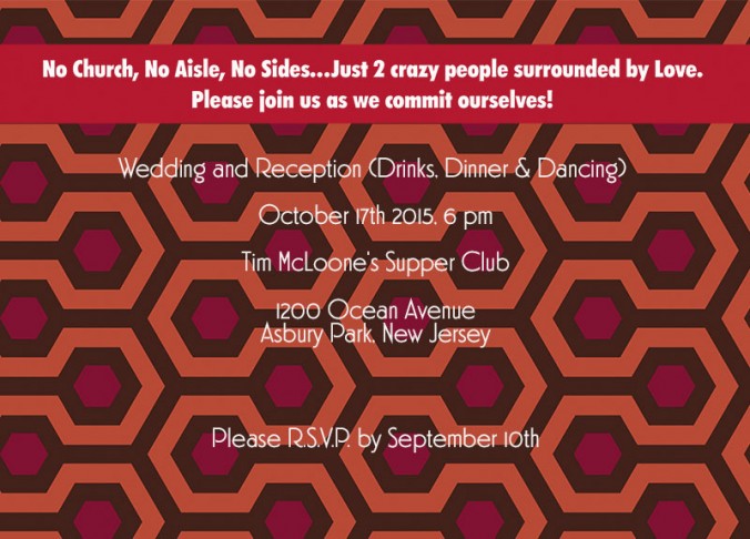 The Shining movie theme wedding invite