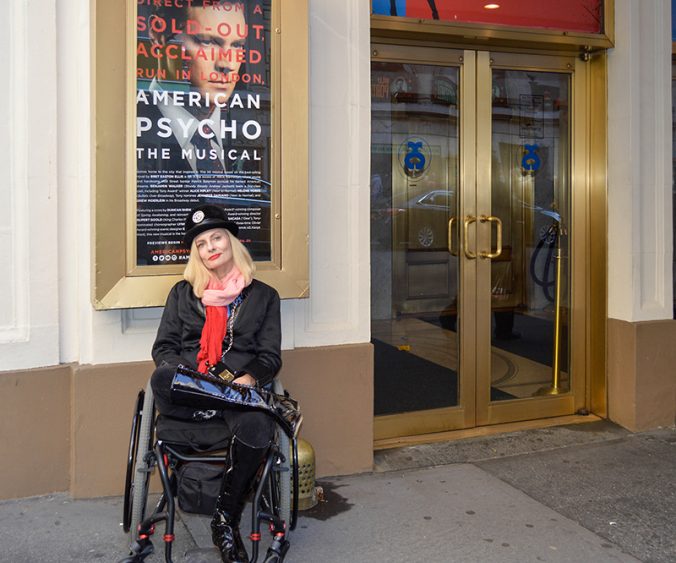 American Psycho Broadway - Wheelchair Streetstyler and patron