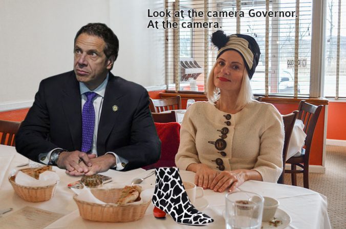 Pretty Cripple and Governor Cuomo having lunch and discussing shoes